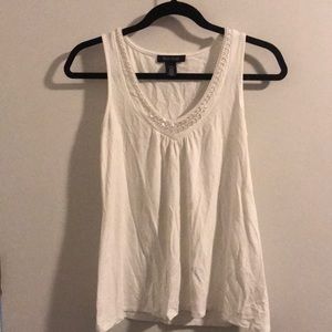 No sleeve top with sparkly neck line, off white